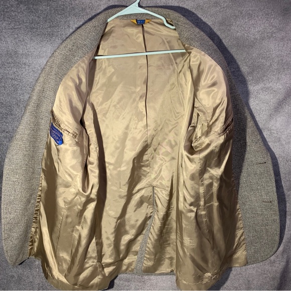 VTG Pendleton Brown Tweed Men's Sport Coat Blazer Wool Suede Patches Size 46 L - Picture 11 of 12